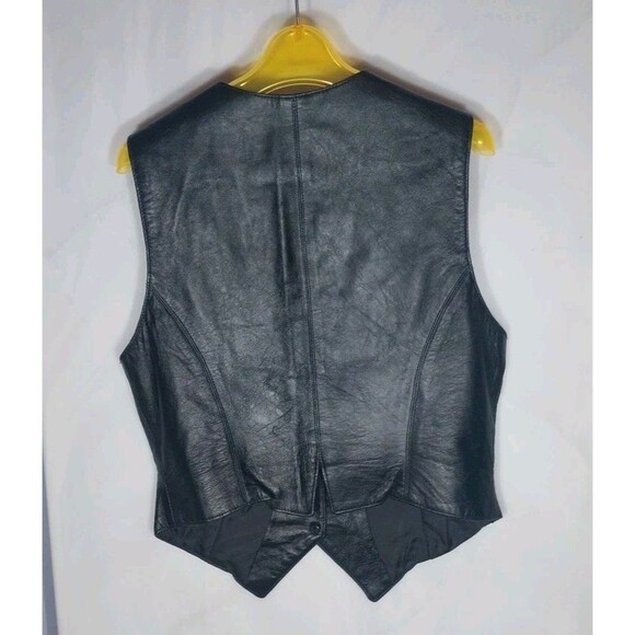 Vintage Diamond Leathers Women's Motorcycle Vest Sz 10 Black Goth Moto Bikercore - Picture 6 of 9